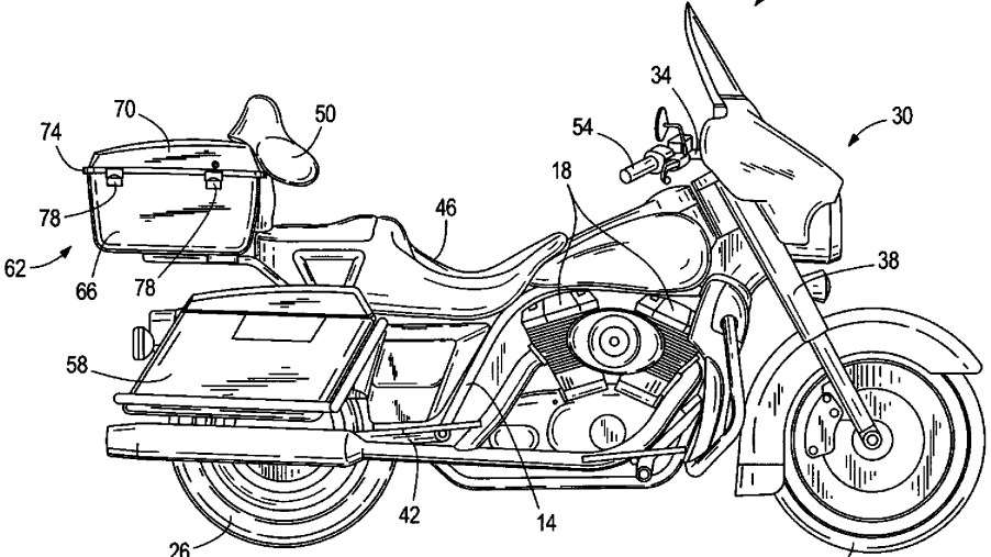 Diagram showing Harley-Davidson's self-driving motorcycle patent