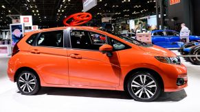 A Honda Fit on display at an auto show