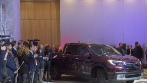 The Honda Ridgeline is seen after winning the North American Truck of the Year Award during the 2017 North American International Auto Show