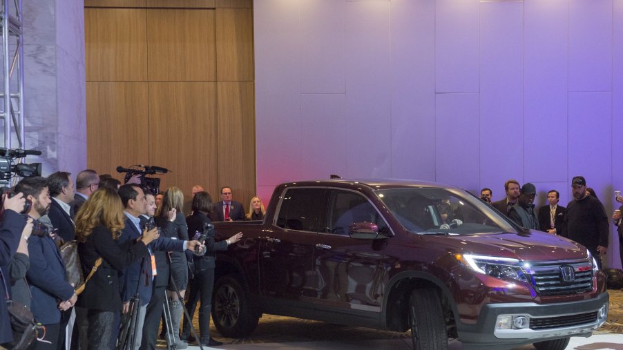 The Honda Ridgeline is seen after winning the North American Truck of the Year Award during the 2017 North American International Auto Show