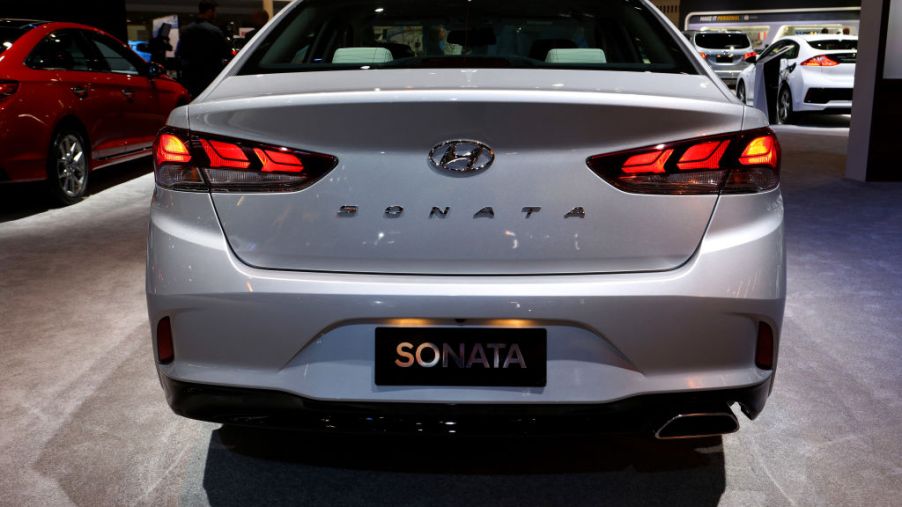 A Hyundai Sonata on display at an auto show