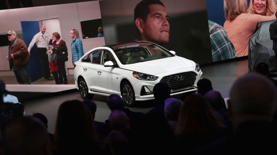 Hyundai Motor Company shows off a 2019 Sonata Hybrid at the Chicago Auto Show