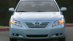 a front view of a light blue 2007 Toyota Camry