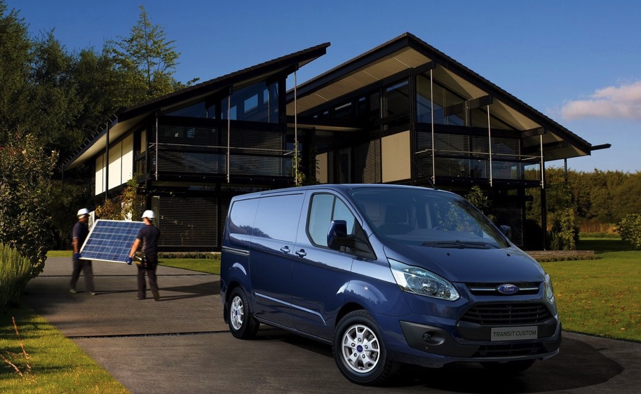 new or used, the Ford transit––like this blue one infant of a modern home––are great work vans