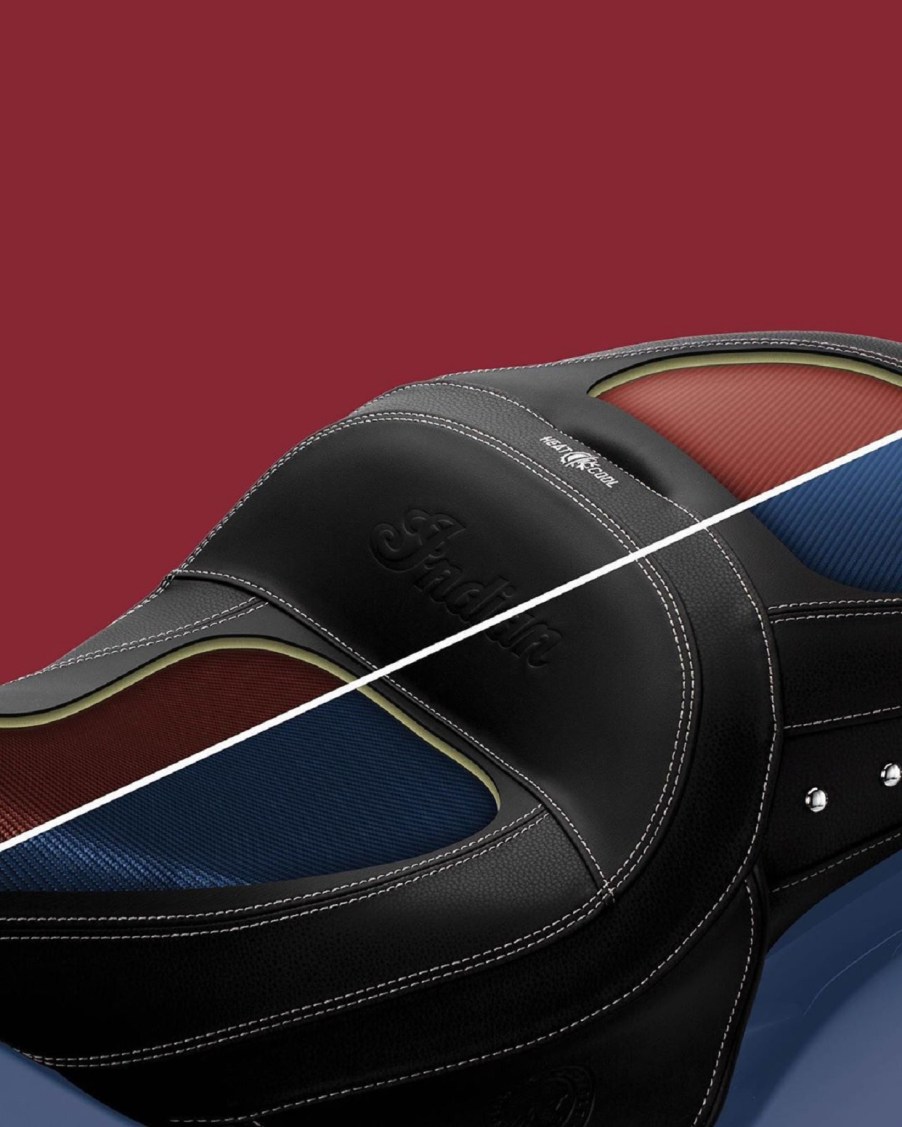 A diagram of Indian's heated and cooled motorcycle seat