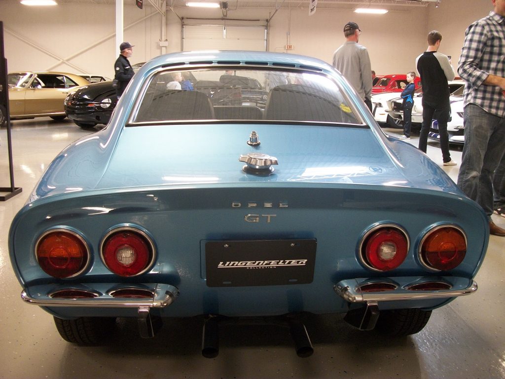 Ken Lingenfelter's blue 1973 Opel GT, rear view