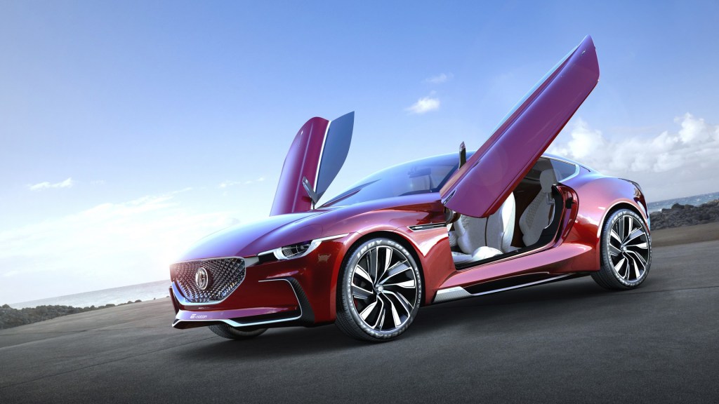The Butterfly doors are open on the MG E-Motion concept car