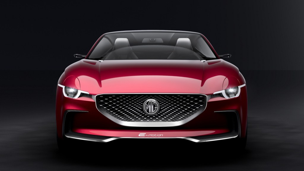 Front end of a the MG E-Motion concept sportscar