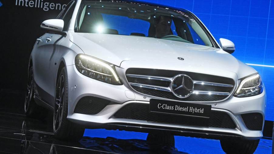 The Mercedes-Benz C-Class Diesel Hybrid being presented during the first press day of the Geneva Motor Show
