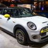 MINI Electric or Mini Cooper SE compact all electric retro design car on display at Brussels Expo