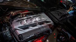 A new 2020 Corvette engine on display
