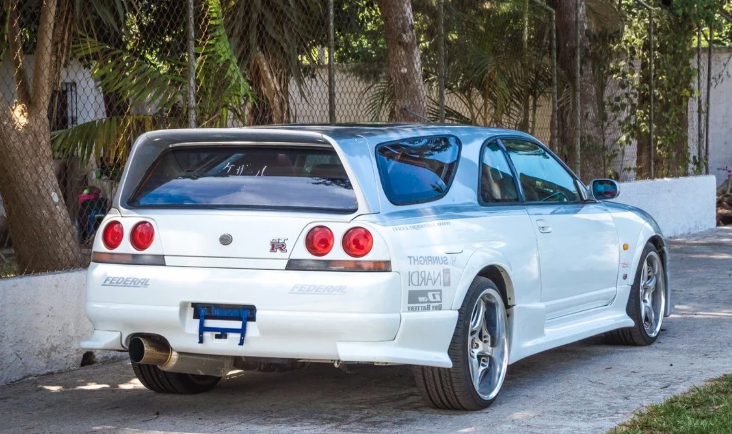 JDM Skyline converted into a station wagon called Speed Wagon rear 3/4 view
