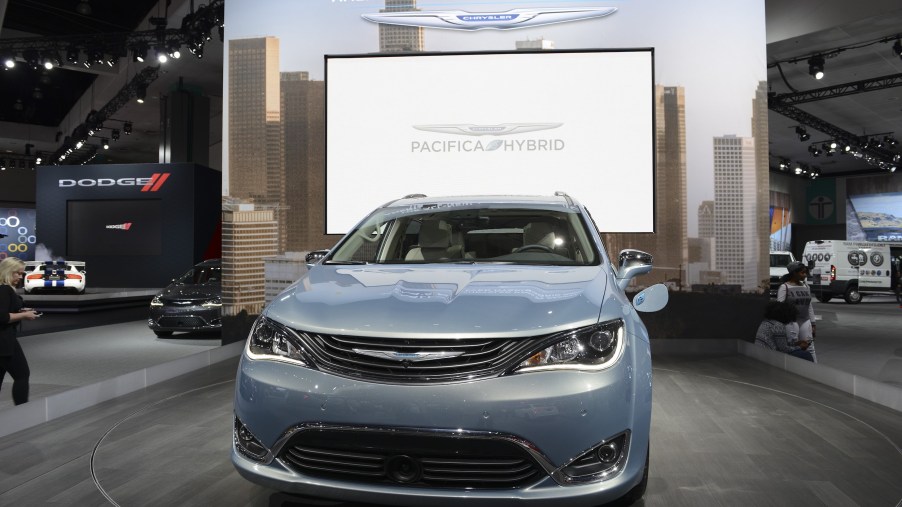 Chrysler Pacifica Hybrid is displayed during Los Angeles Auto Show at the Los Angeles Convention Center
