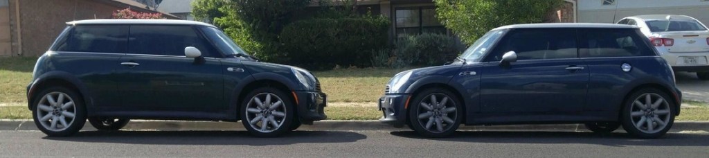 R53-gen Mini Cooper with Journeys Off Road's lift kit vs stock