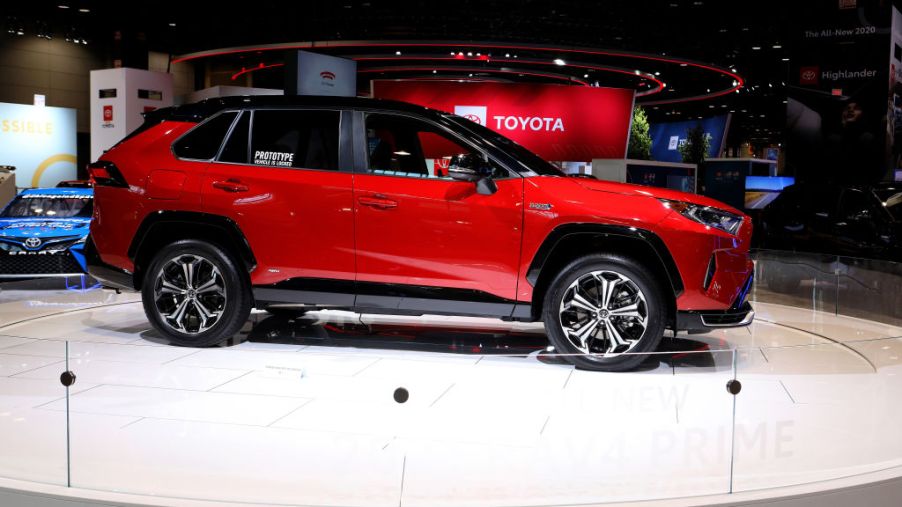 A new Toyota RAV4 on display at an auto show