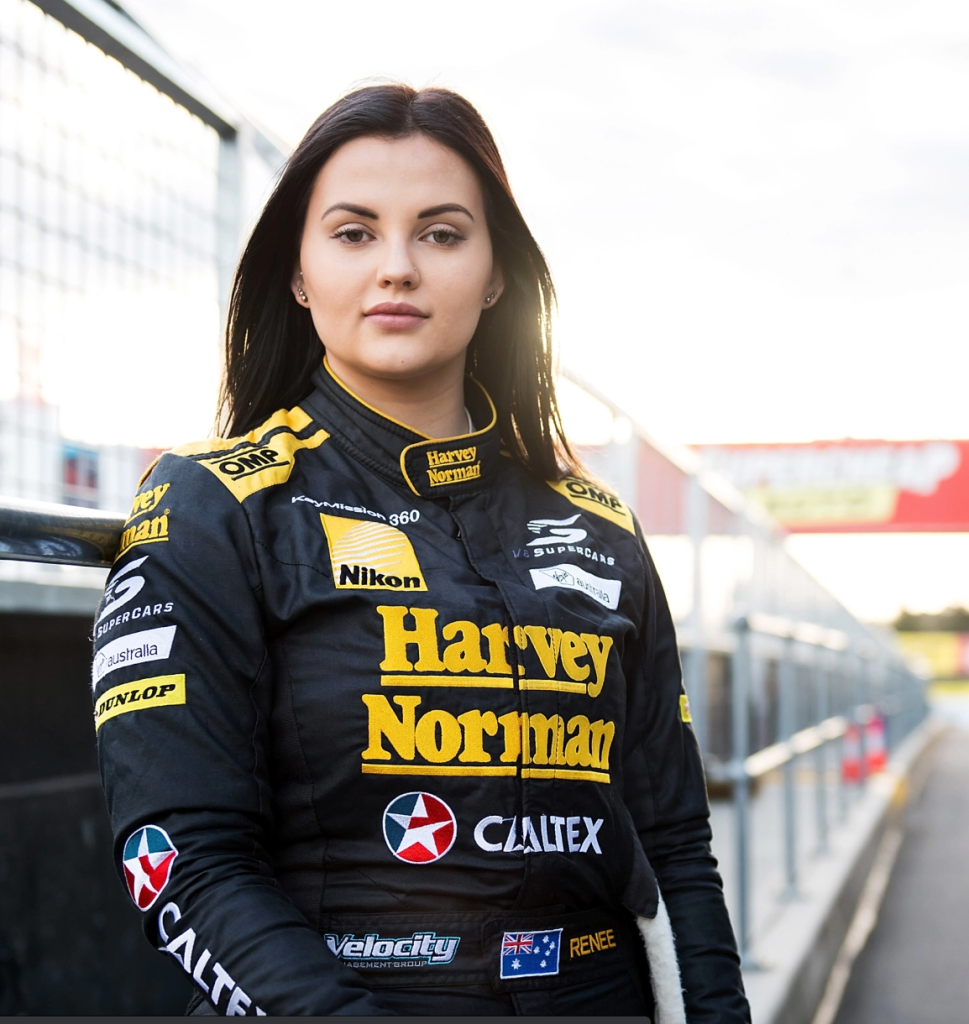 Renee Gracie in racing suit at Bathurst, Australia