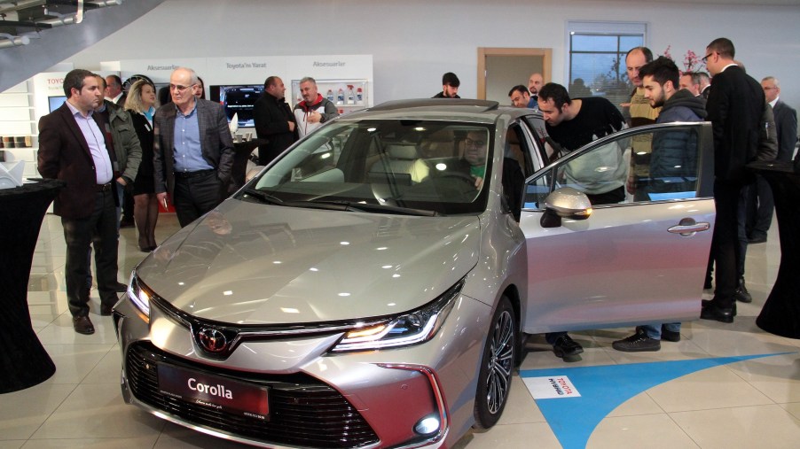 The 12th generation of the new Toyota Corolla is being exhibited during the introductory meeting at the Kayseri Toyota Plaza Aksoy