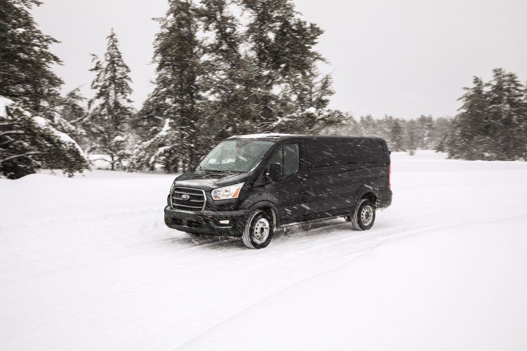 The AWD drive option allows this full-size cargo van to drive through snow