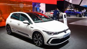 Volkswagen Golf Hatchback on display at auto show