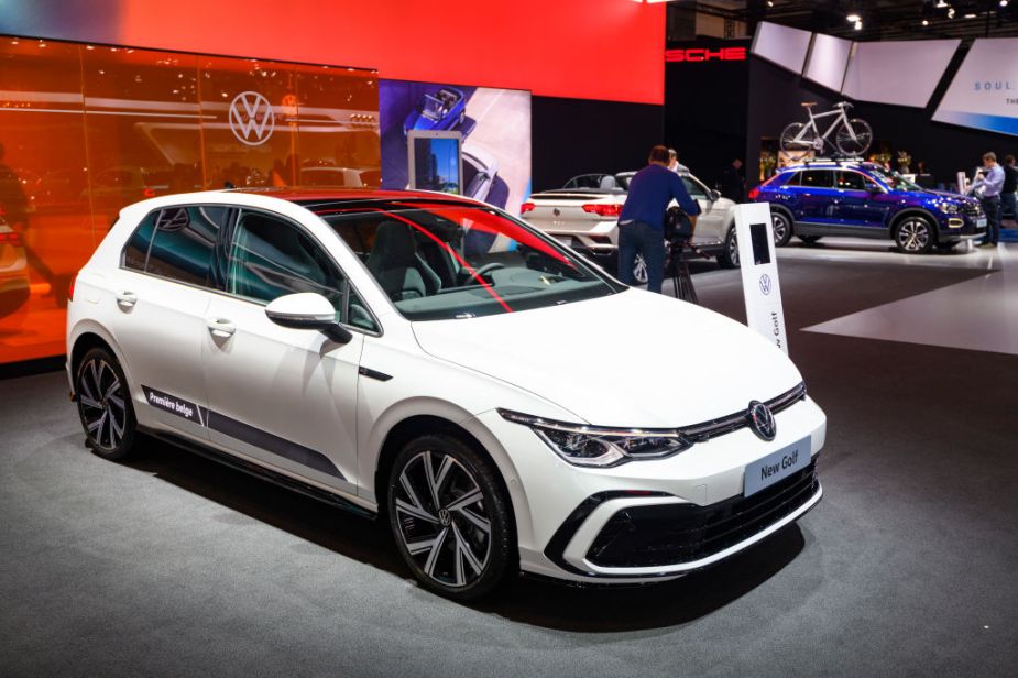 Volkswagen Golf Hatchback on display at auto show