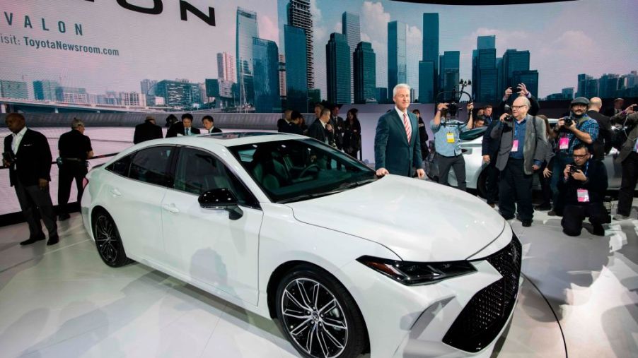 A Toyota Avalon on display at an auto show