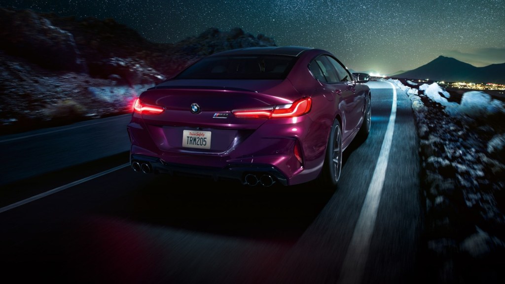 rear shot of bmw m8 gran coupe
