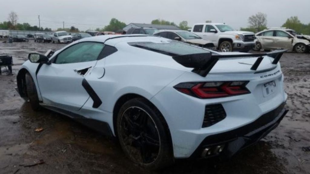 totaled 2020 Corvette with extensive collision damage