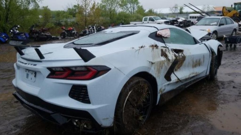 totaled 2020 Corvette with extensive collision damage