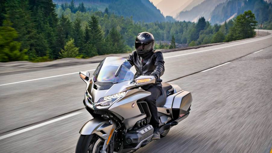Honda Gold Wing in the mountains on a road trip