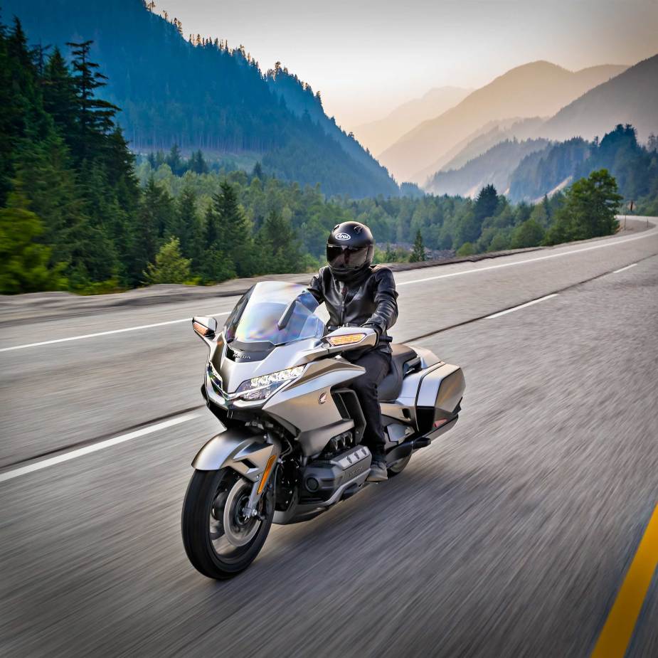 Honda Gold Wing in the mountains on a road trip