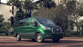 Ford transit like this green passenger van come with both diesel and gasoline engine options