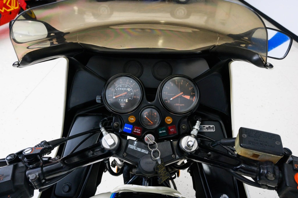The handlebar, gauges, and fairing of a 1982 Honda CBX 1000 Super Sport