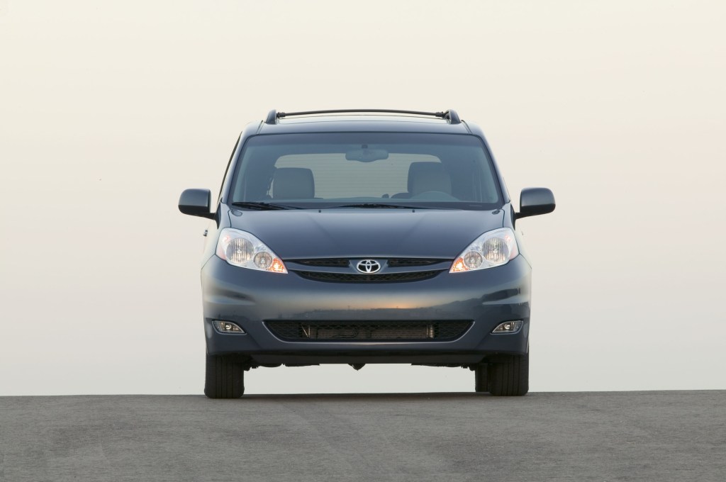 a front view of an older Toyota Sienna