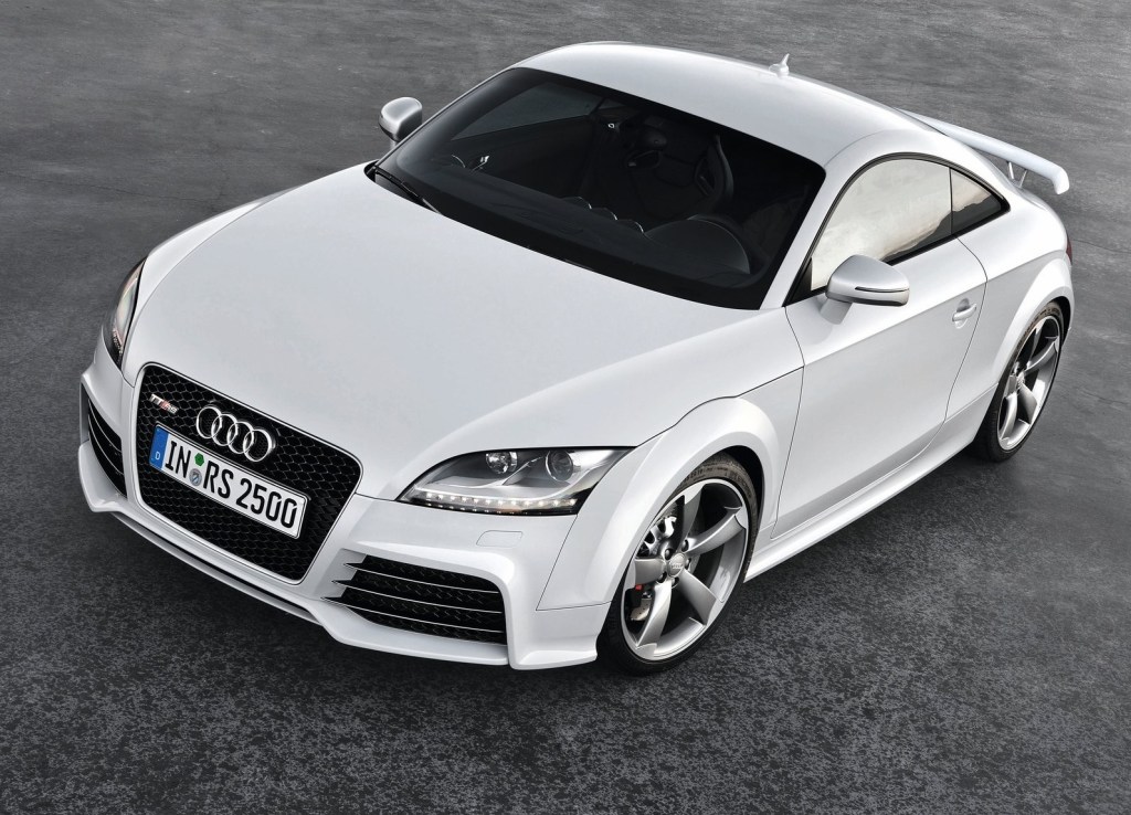 A white 2010 Audi TT RS Coupe