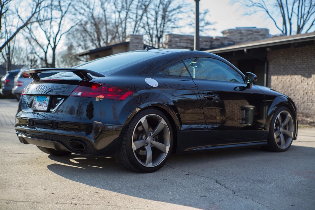 Rear view of a black 2012 Audi TT RS Coupe