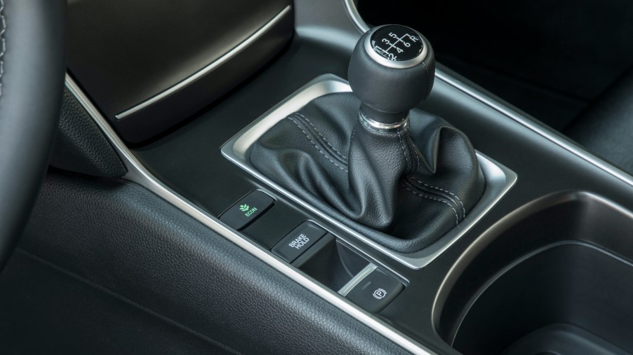 A close-up of the 2020 Honda Accord Sport 2.0T's manual transmission