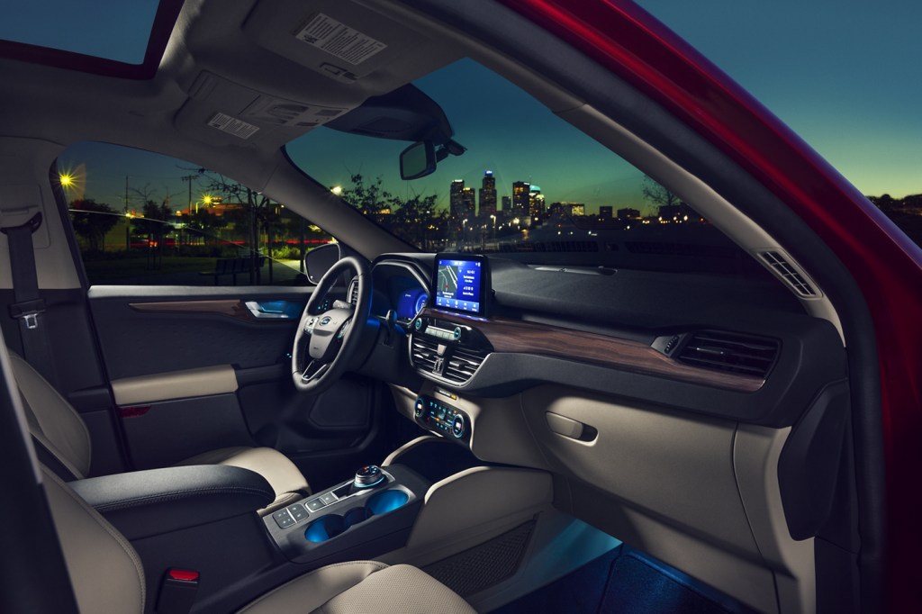 The 2020 Ford Escape Titanium trim with ambient lighting.