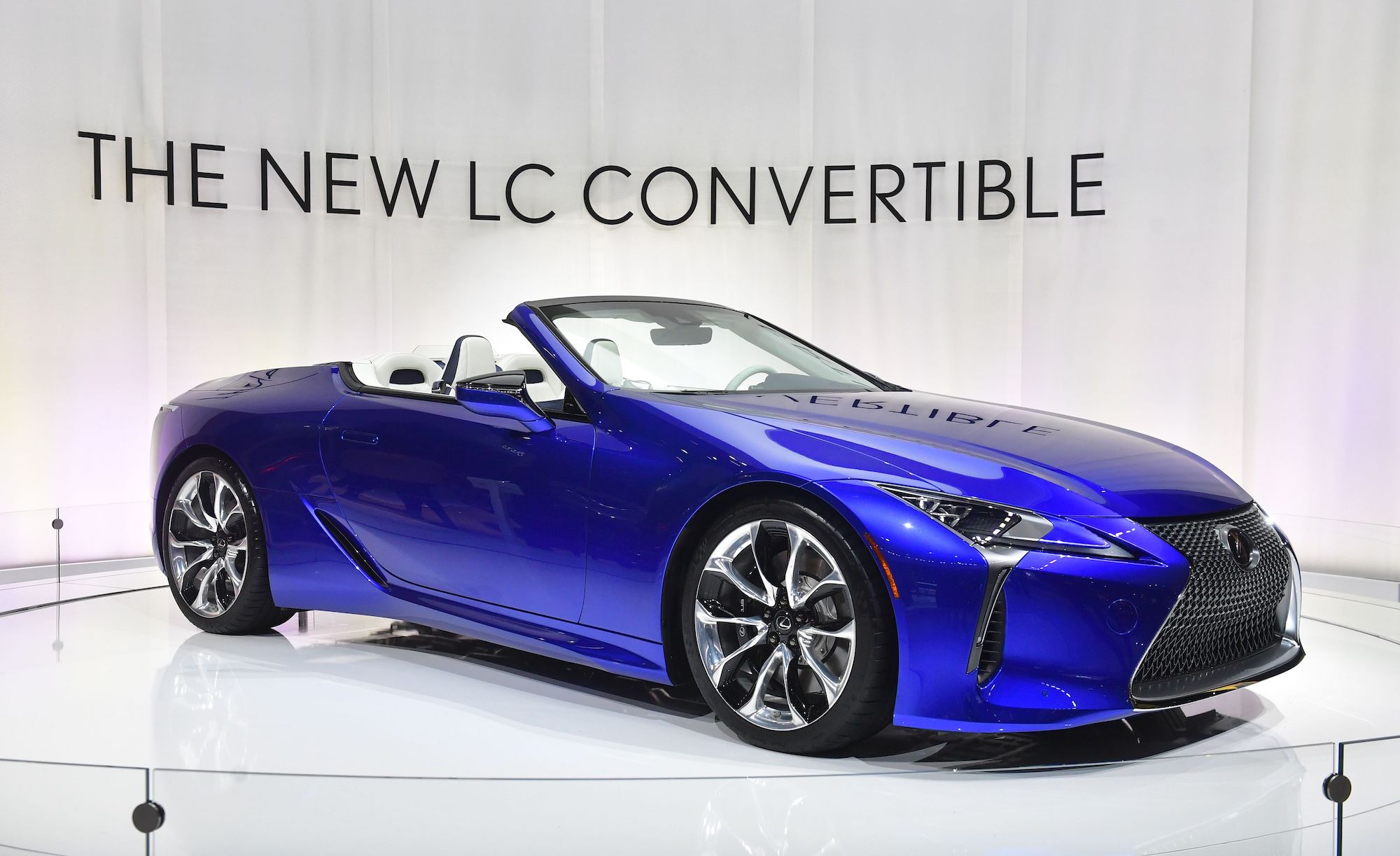 The 2020 Lexus LC-500 Convertible on display at the 2019 Los Angeles Auto Show