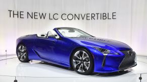 The 2020 Lexus LC-500 Convertible on display at the 2019 Los Angeles Auto Show