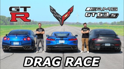 Watch the Aging GT-R Beat the C8 Corvette and a 630-Hp AMG Sedan