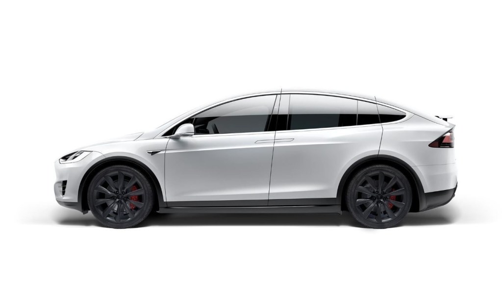 A white Tesla Model X electric SUV