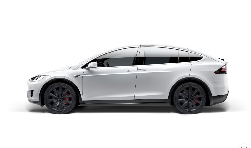 A white Tesla Model X electric SUV