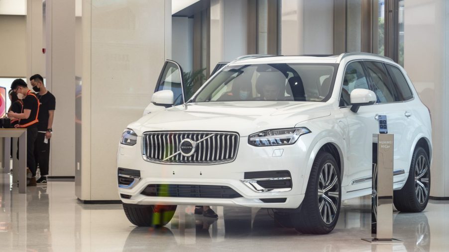 A Volvo XC90 on display at an auto show