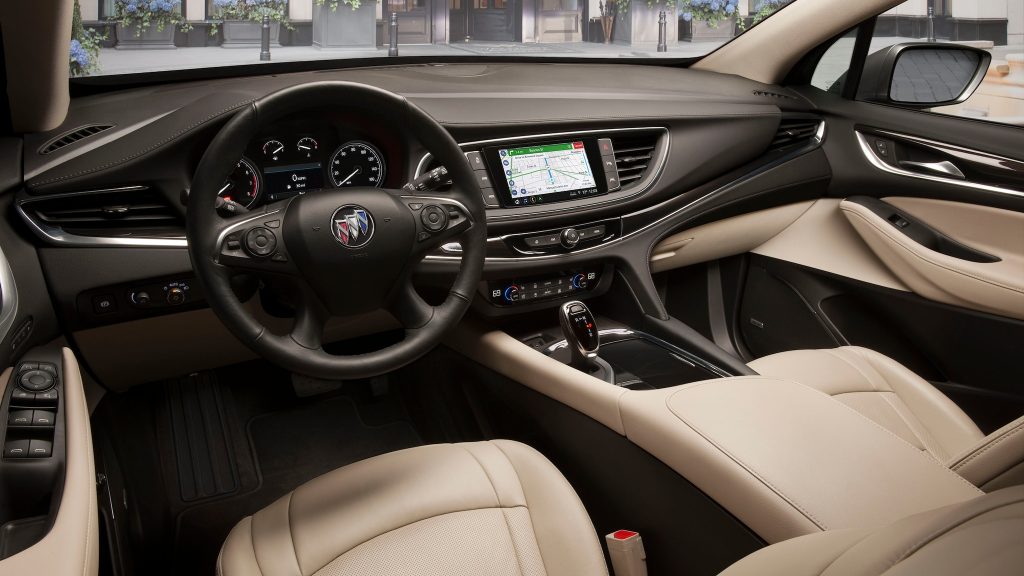 The 2020's standard beige-colored cloth interior.