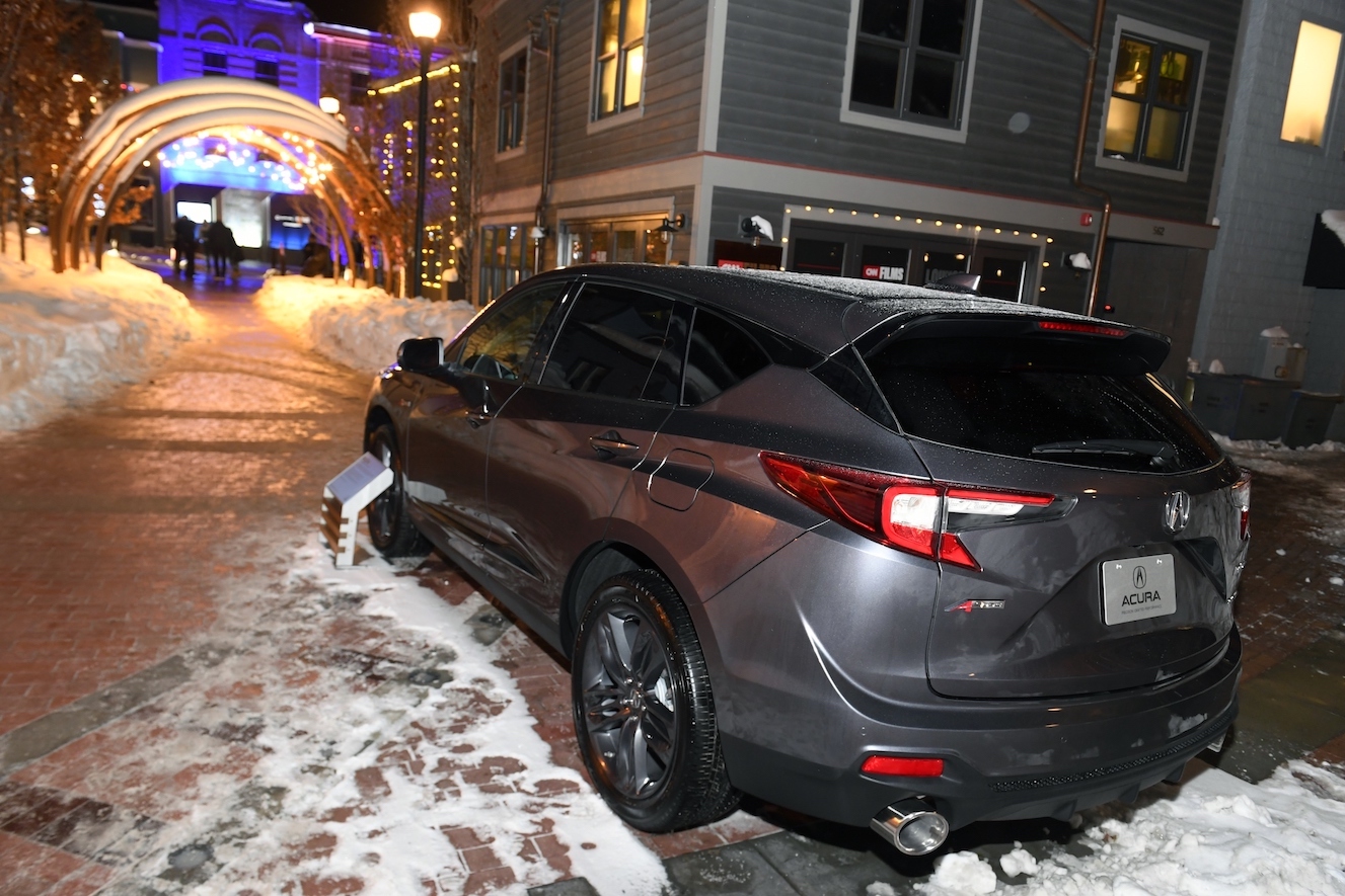 A gray 2020 Acura MDX, a competitor to the Lincoln Aviator, on display at the Sundance Film Festival