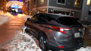 A gray 2020 Acura MDX, a competitor to the Lincoln Aviator, on display at the Sundance Film Festival