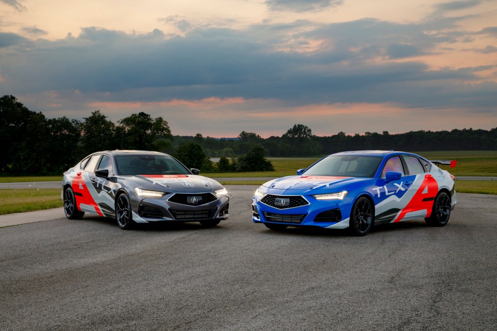shot of two 2021 TLX type-s race cars