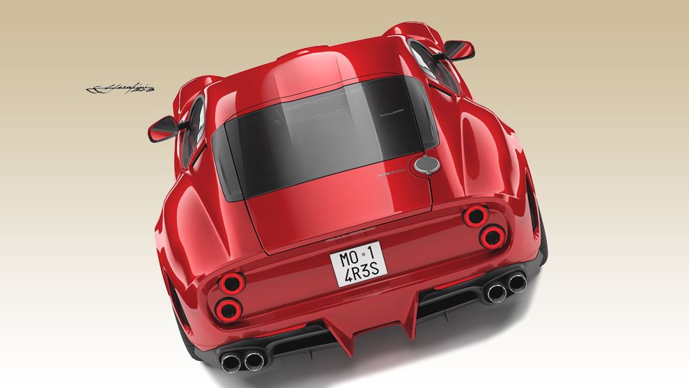 A sketch of the rear of the proposed Ares Design tribute to the Ferrari 250 GTO