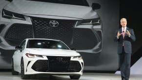Jack Hollis of Toyota introduces the 2019 Avalon at the North American International Auto Show