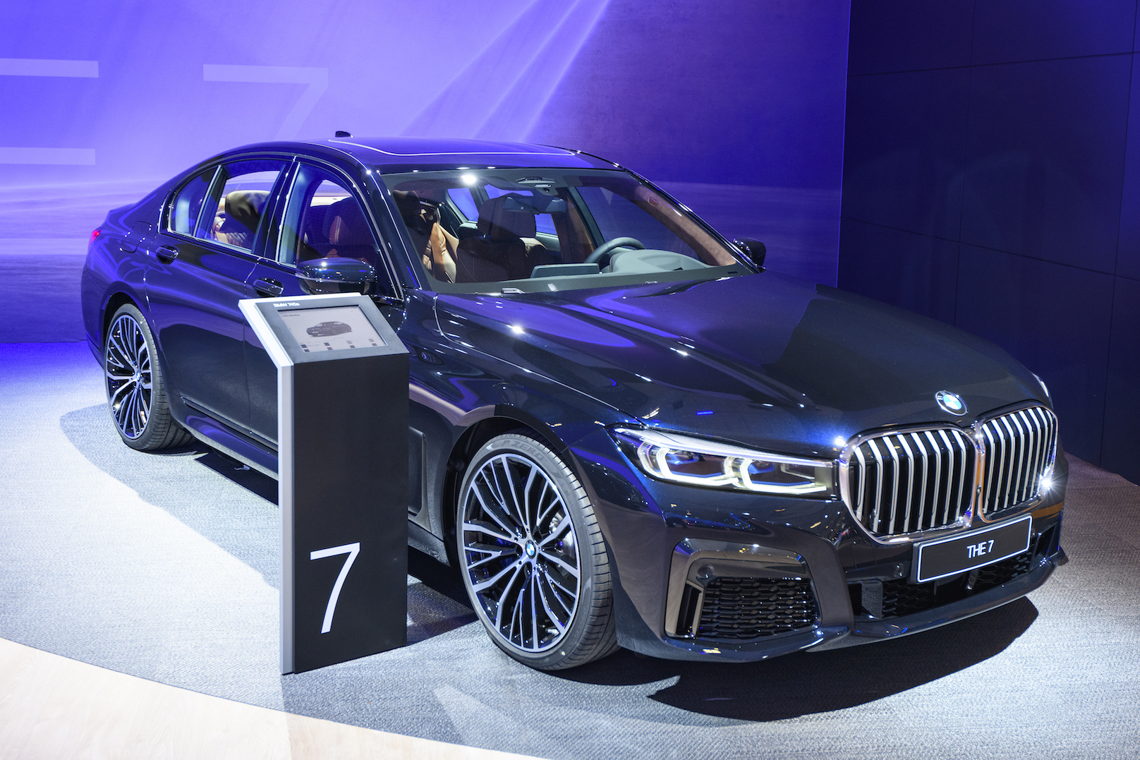 BMW 7 Series 745e plug-in hybrid luxury limousine on display at Brussels Expo